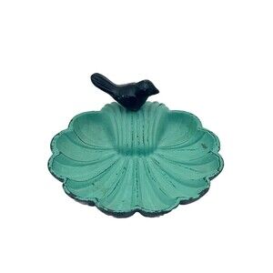 Cast Iron Scalloped Shell with Perched Bird Soap Holder Jewelry Change Keys Tray